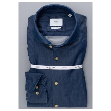 ETERNA 1863 Overhemd blauw, Effen