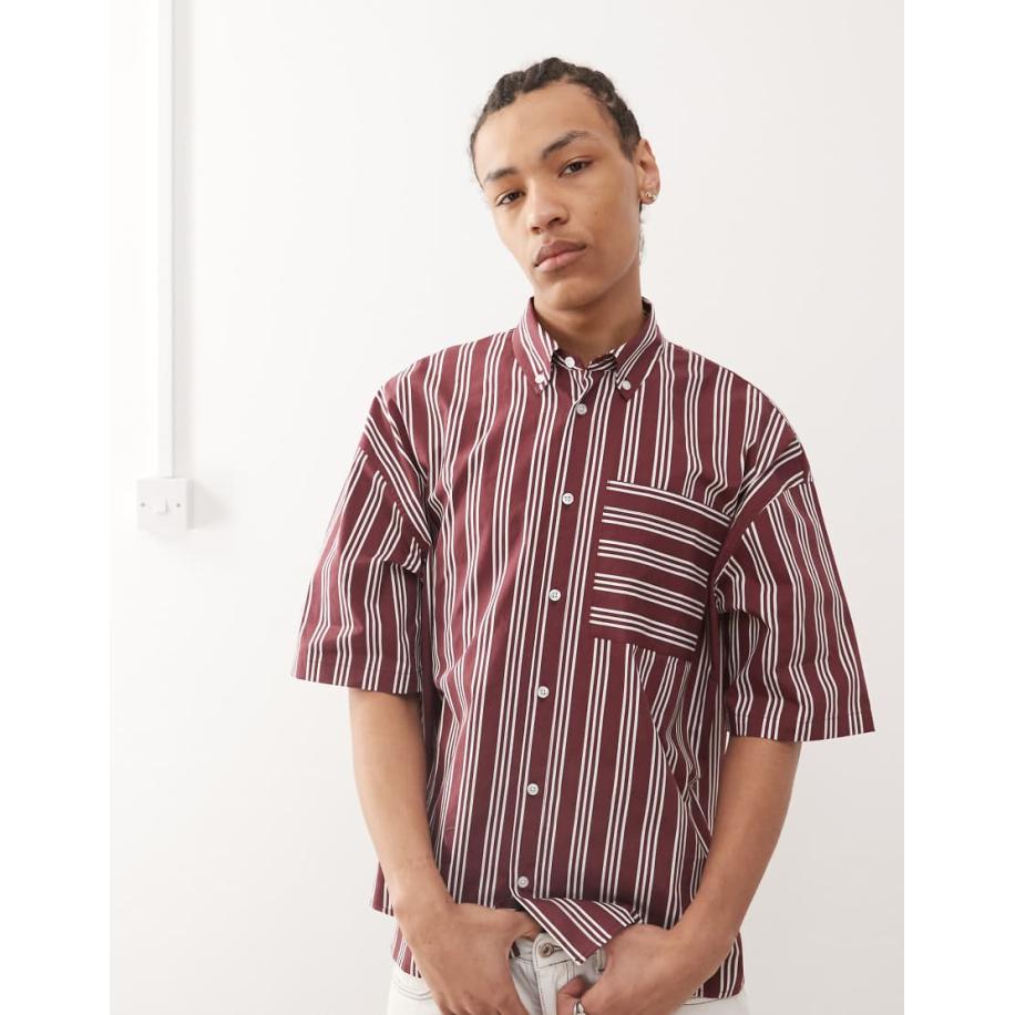 COLLUSION - Gestreept overhemd in rood Rood