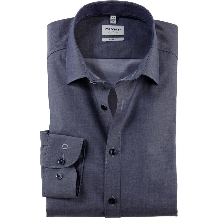OLYMP Level Five Overhemd marine, Effen Blauw