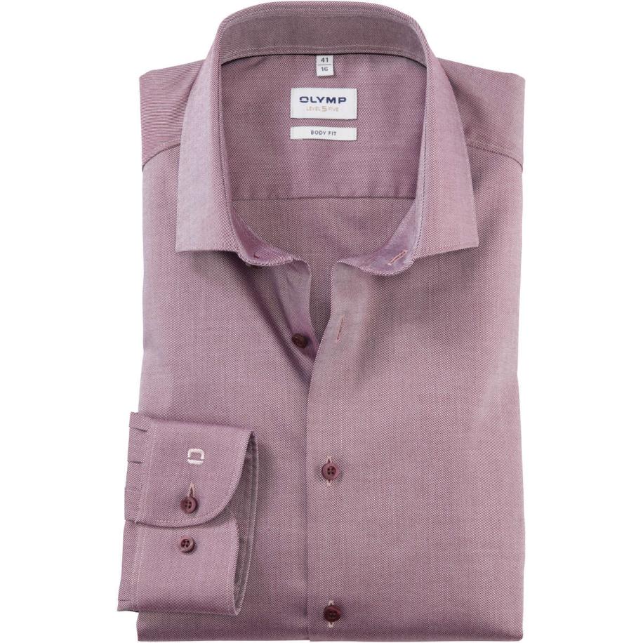 OLYMP Level Five Overhemd chianti, Effen Rood