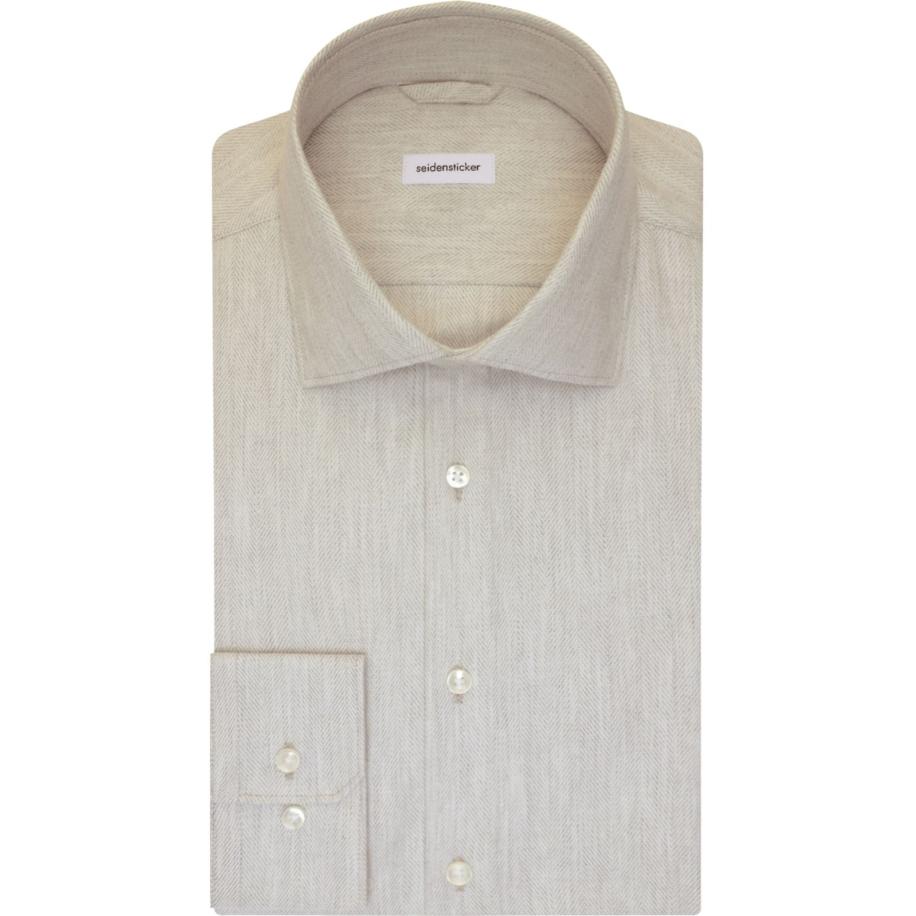 Seidensticker Flanellen Overhemd lichtgrijs, Effen Grijs