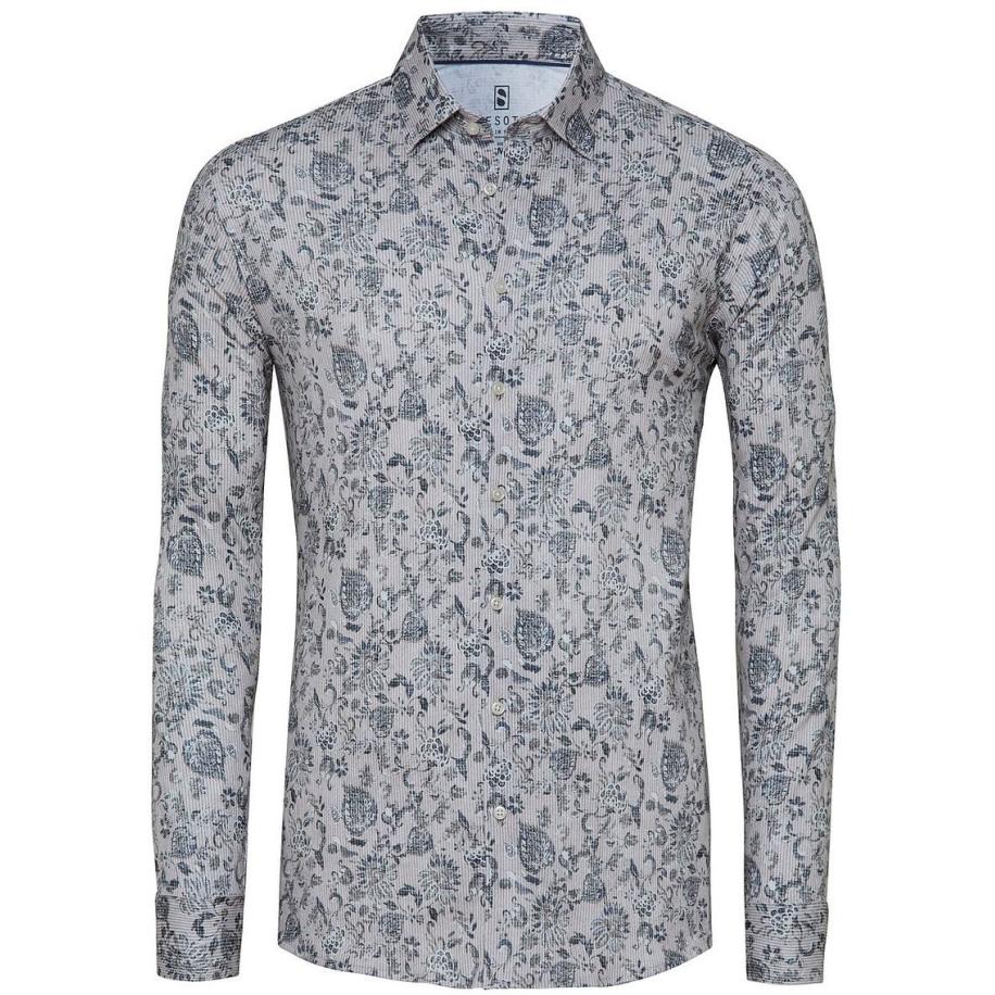 Desoto Overhemd Corduroy Optics Beige Multicolor