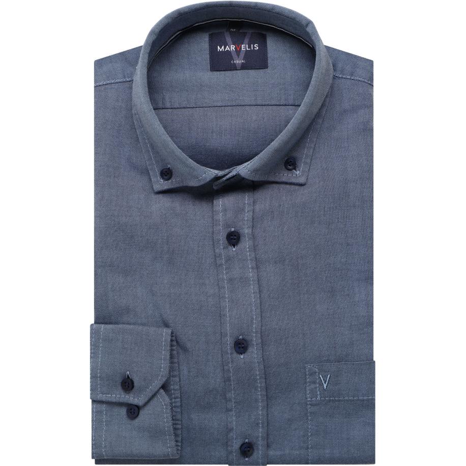 Marvelis Casual Overhemd koninklijk, Effen Blauw