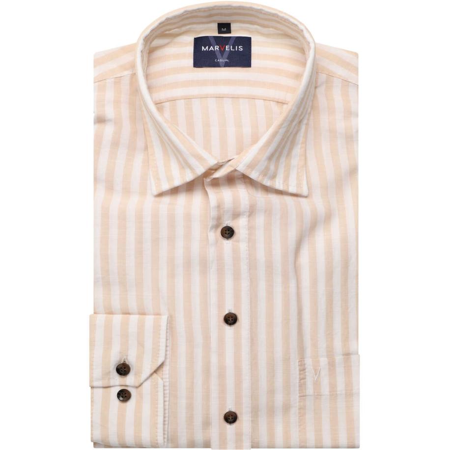 Marvelis Casual Overhemd natuurlijk, Gestreept Bruin