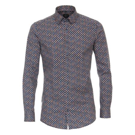 Venti Overhemd blauw, Bedrukt