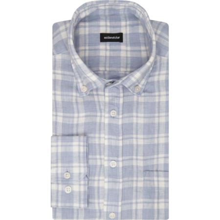 Seidensticker Linnen Overhemd lichtblauw, Ruit