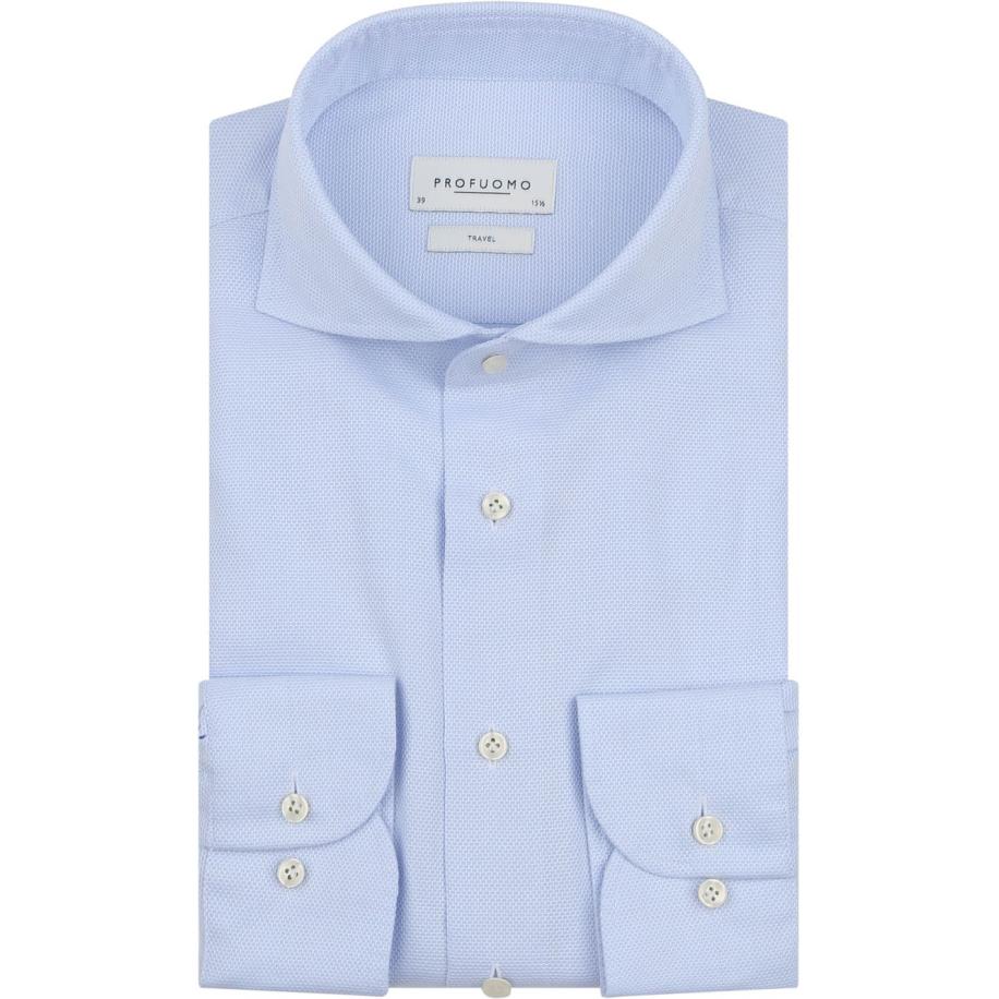 Profuomo Shirt Travel Lichtblauw Blauw