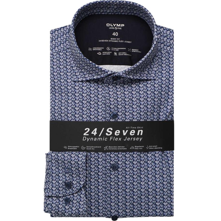OLYMP Level Five 24/Seven Jersey shirt blauw, Motief Blauw