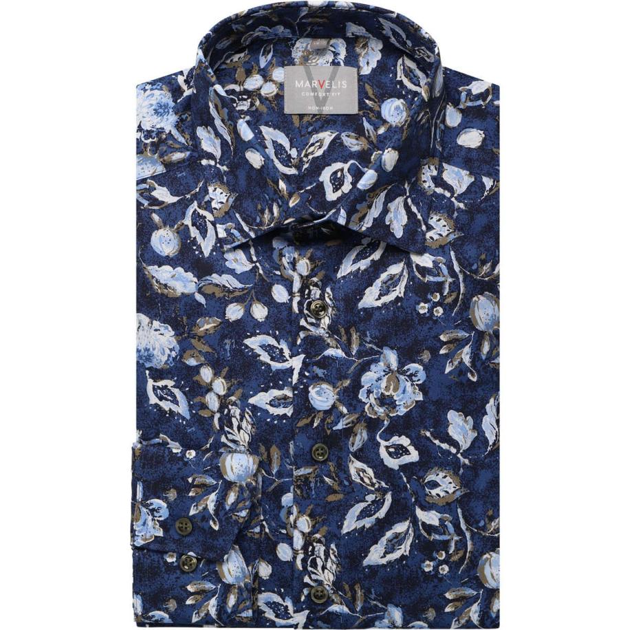 Marvelis Overhemd marine, Bedrukt Blauw