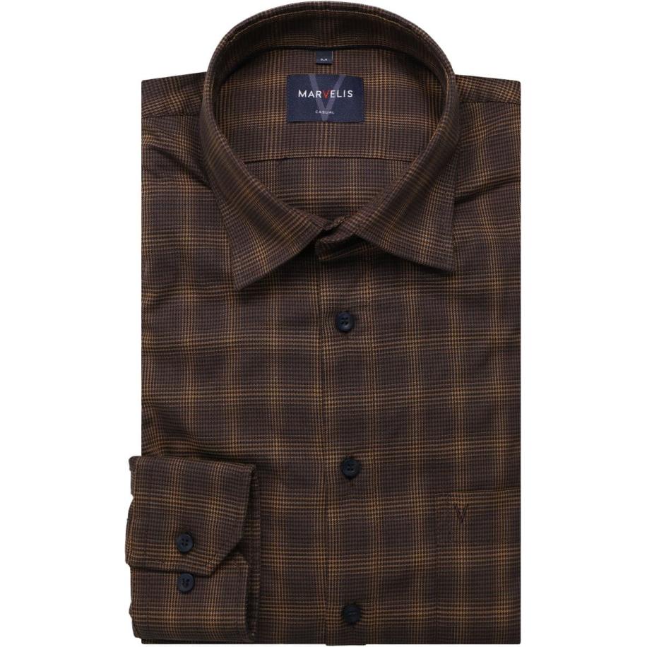 Marvelis Casual Overhemd bruin, Ruit Bruin