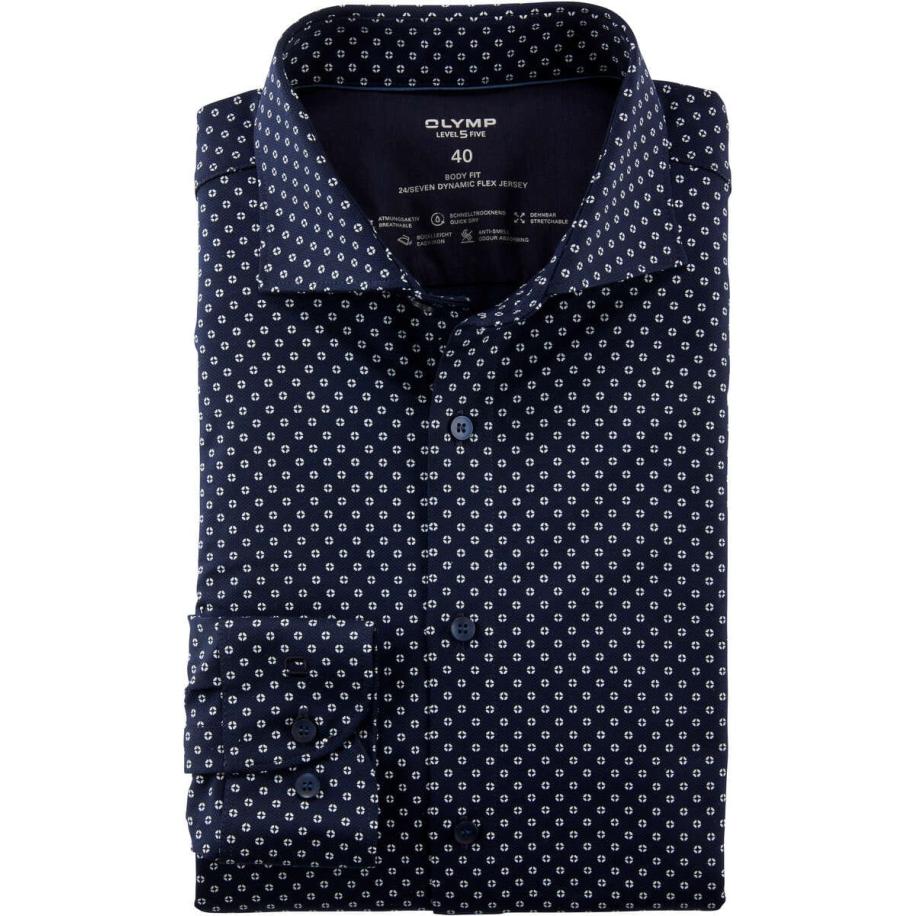 OLYMP Level Five 24/Seven Dynamic Flex Jersey shirt marine/wit, Motief Multicolor