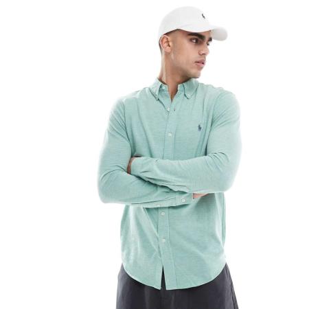 Polo Ralph Lauren - Piqué overhemd met icoonlogo in gemêleerd groen