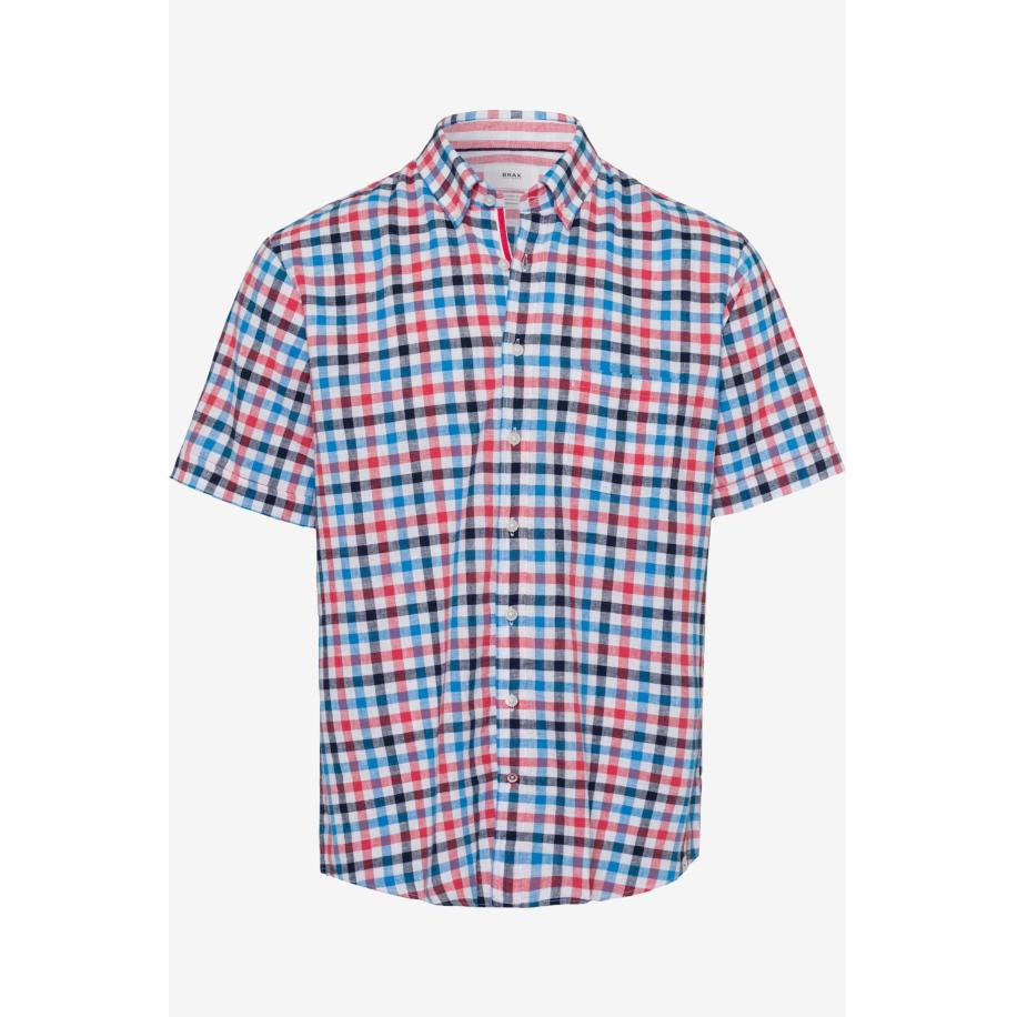 Brax Overhemd Korte mouw blauw Blauw