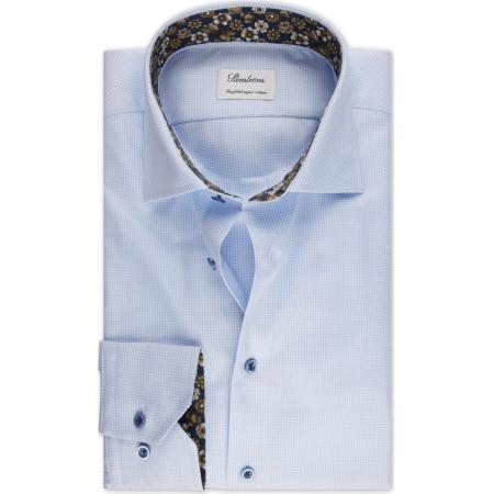 Stenströms Overhemd blauw/wit, Pied De Poule