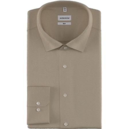 Seidensticker Flanellen Overhemd beige, Effen