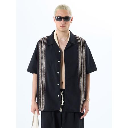 VAMOS CLO Overhemd geel / zwart / wit