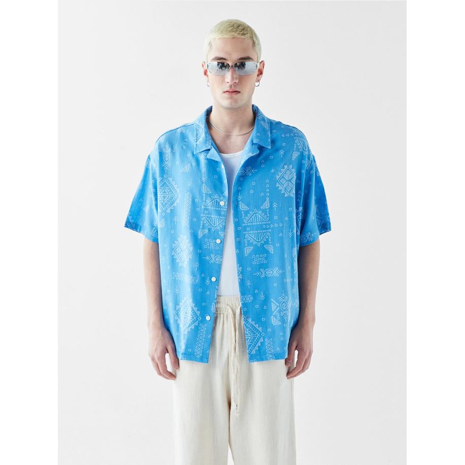 VAMOS CLO Overhemd blauw / wit Blauw