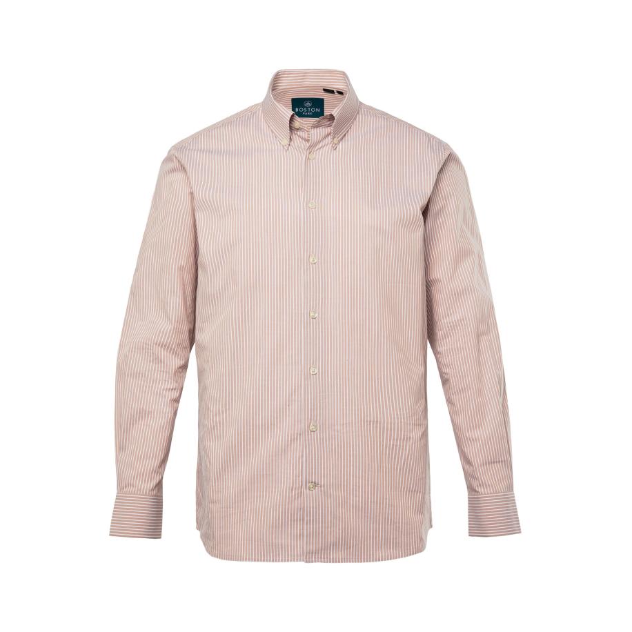 Boston Park Boston Park Overhemd abrikoos / wit -