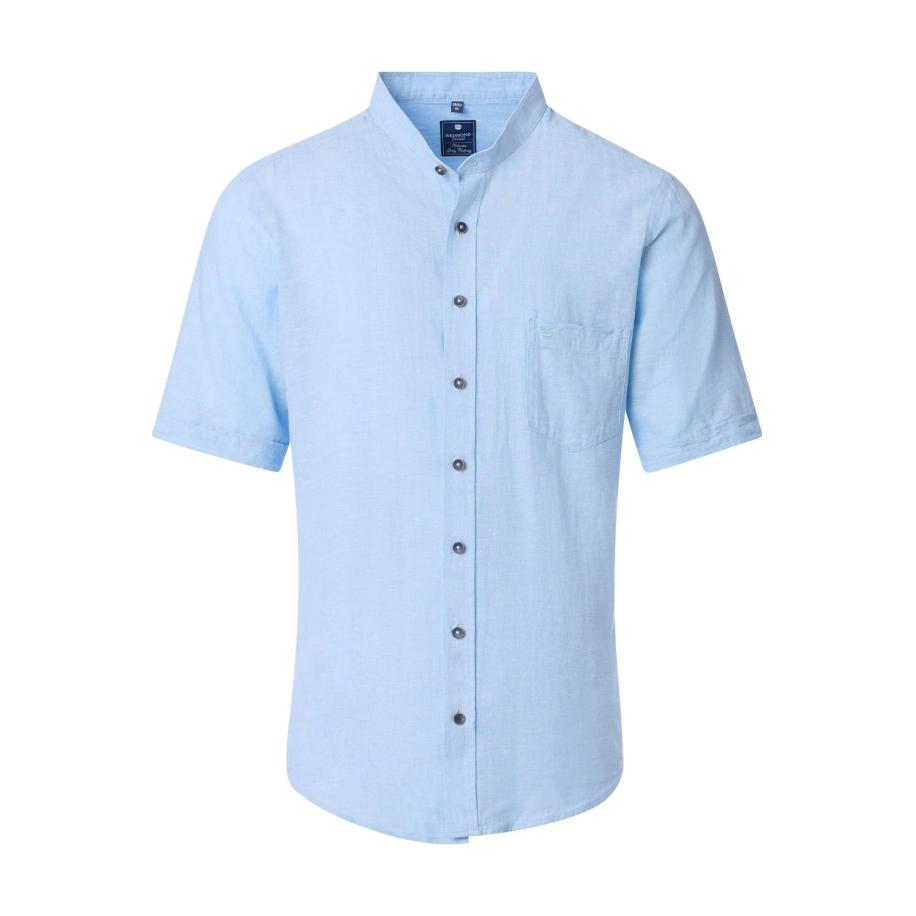 Redmond Casual Linnen Overhemd blauw, Effen Blauw