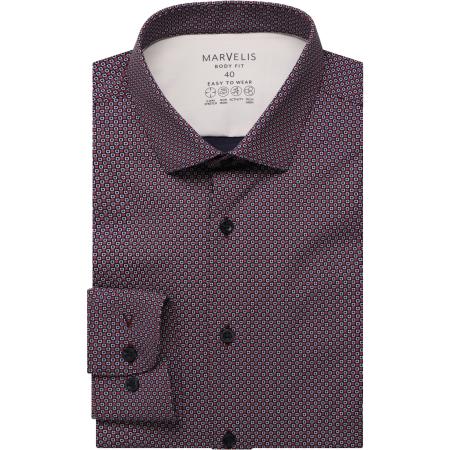 Marvelis Performance Overhemd rood, Bedrukt