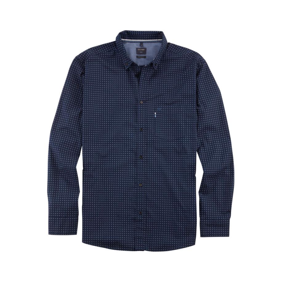 OLYMP Casual Overhemd marine, Bedrukt Blauw