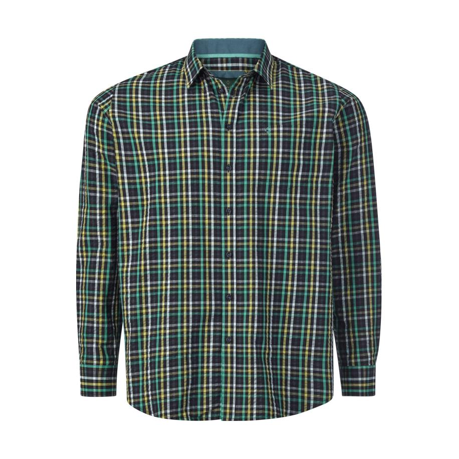 Charles Colby Overhemd donkerblauw, Ruit Blauw