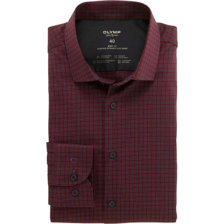 OLYMP Level Five 24/Seven Overhemd granaat, Ruit