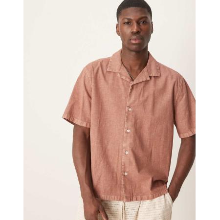 Abercrombie & Fitch - Overhemd met korte mouwen en linnen in bruin