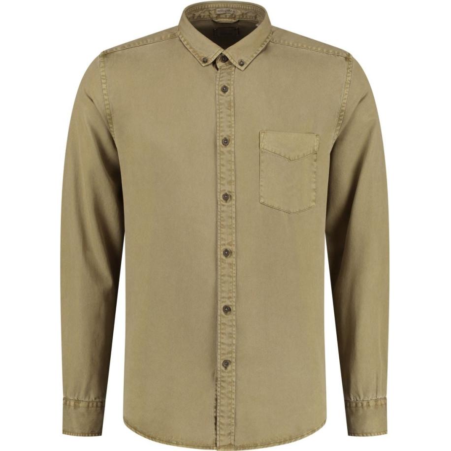Dstrezzed Overhemd Garment Dyed Tencel Khaki Groen