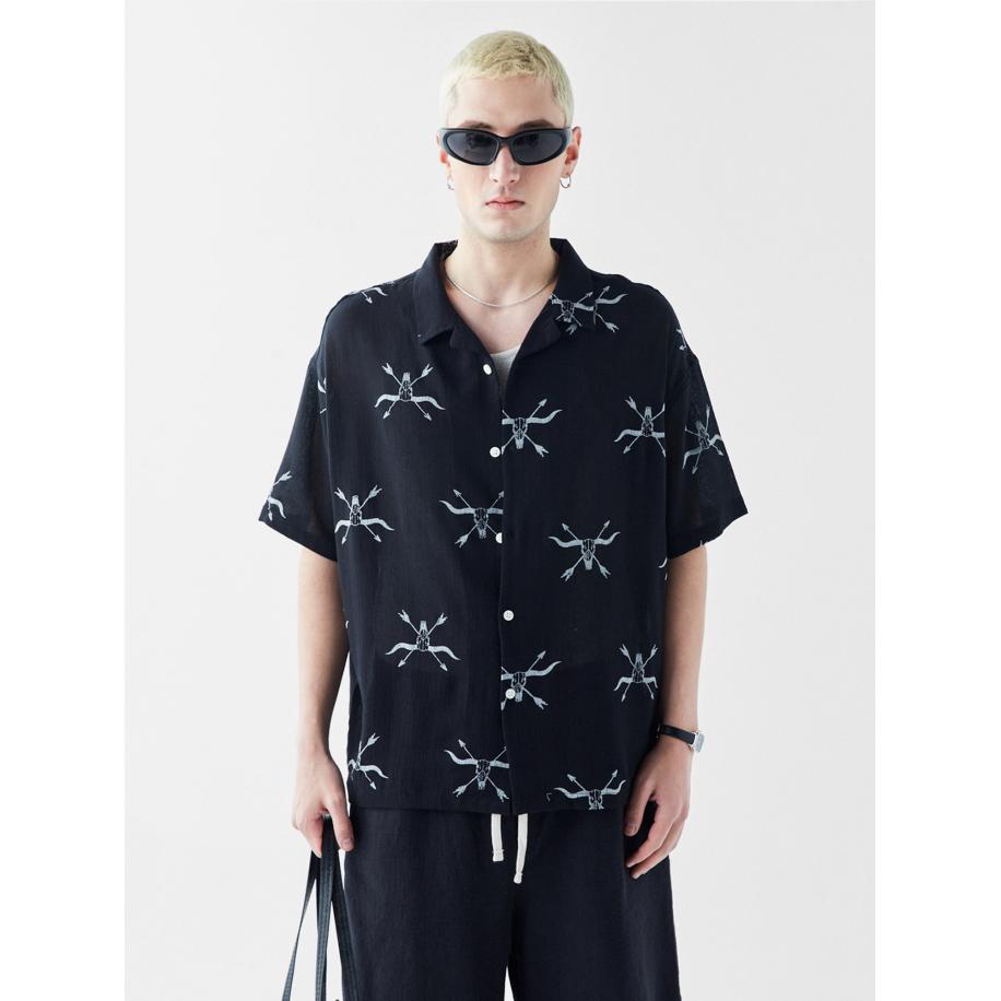 VAMOS CLO Overhemd zwart / wit Zwart