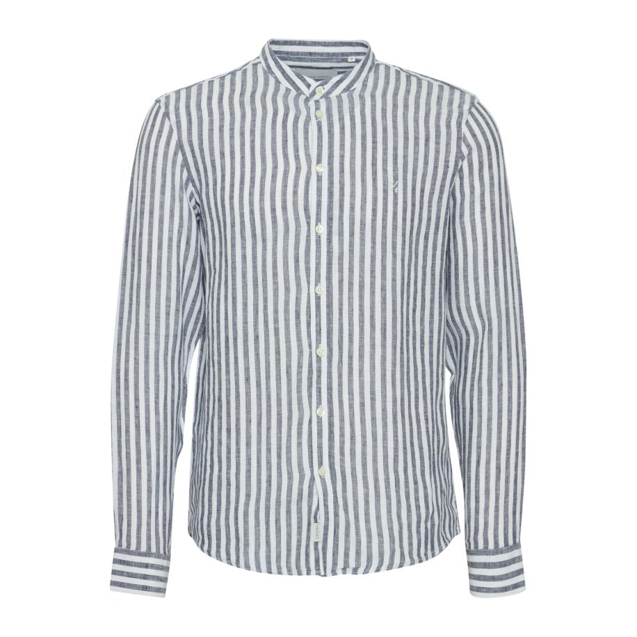 Casual Friday Casual Friday Overhemd CFANTON LS CC linen striped shirt donkerblauw -
