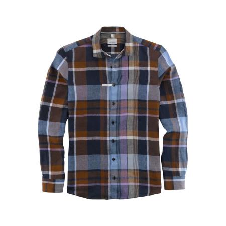 OLYMP Level Five Smart Casual Linnen Overhemd Marine, Ruit