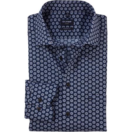 OLYMP Luxor Overhemd marine, Bedrukt