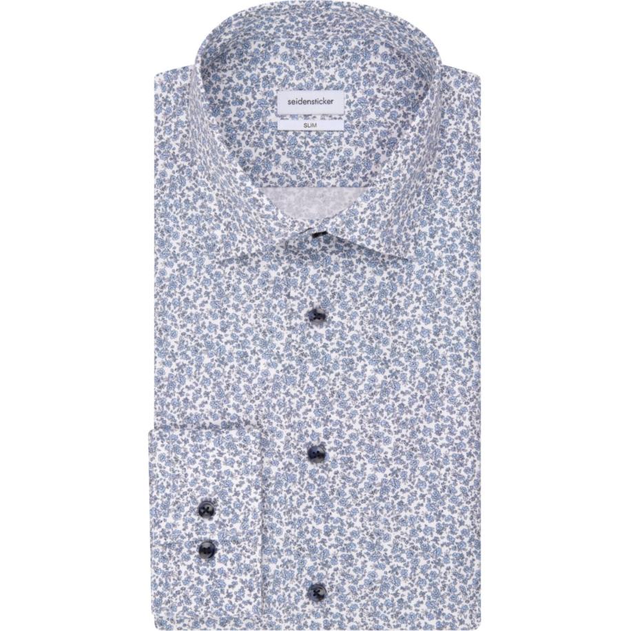 Seidensticker Overhemd lichtblauw, Bedrukt Blauw