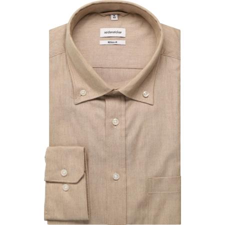 Seidensticker Flanellen Overhemd beige, Effen