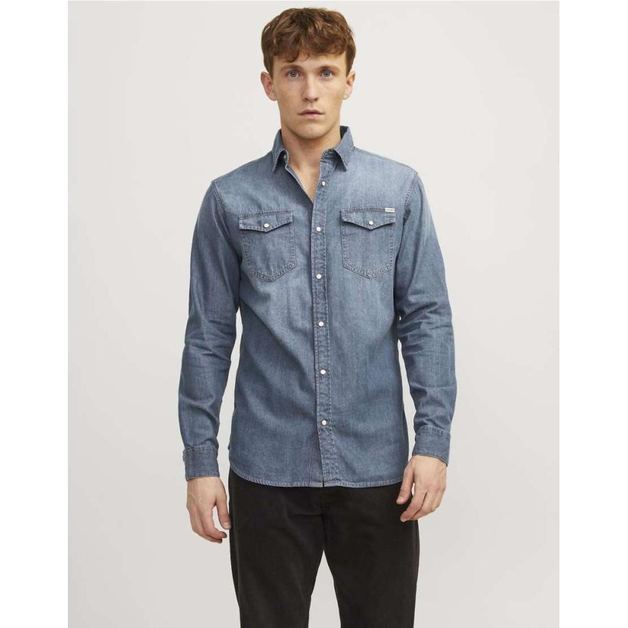 Jack & Jones - Denim overhemd in donkerblauw Blauw