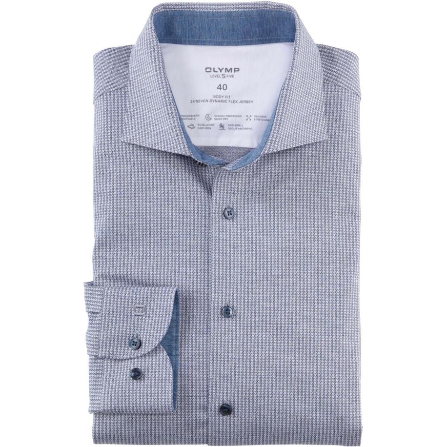 OLYMP Level Five 24/Seven Dynamic Flex Jersey shirt rook blauw, Motief Blauw