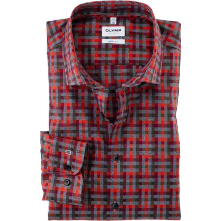 OLYMP Level Five Overhemd rood-oranje, Ruit