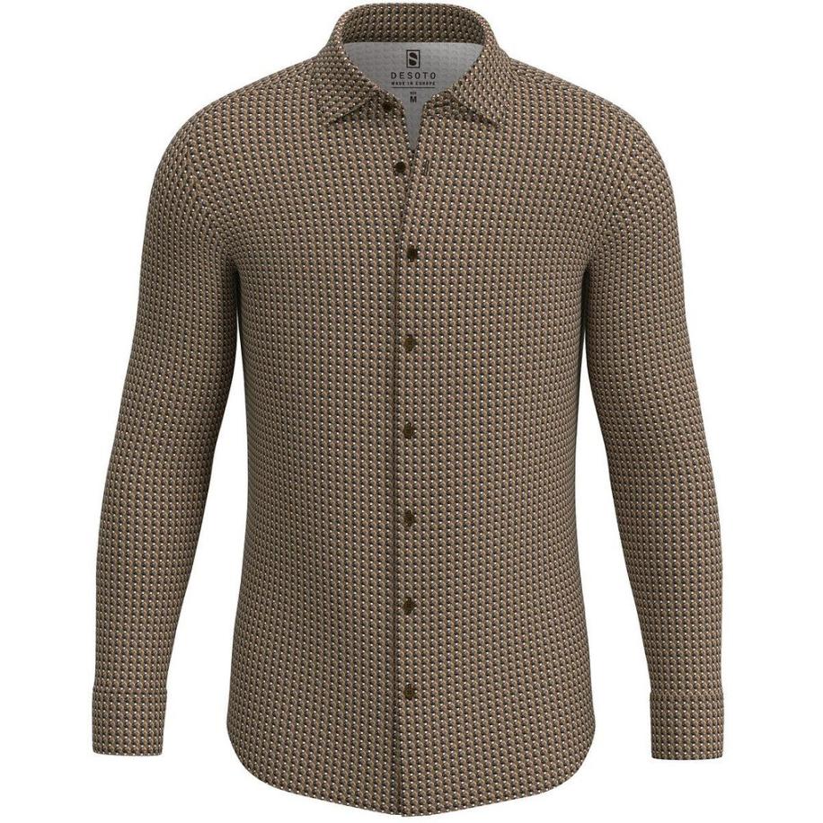 Desoto Overhemd Kent Figuren Bruin Bruin