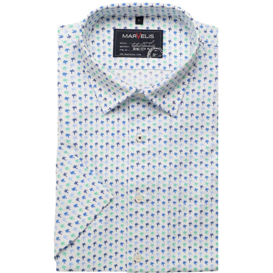 Marvelis Casual Overhemd Korte mouw blauw Blauw
