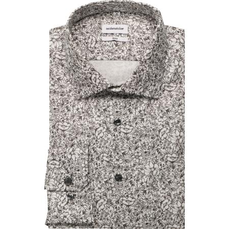 Seidensticker Overhemd middengrijs, Bloemen