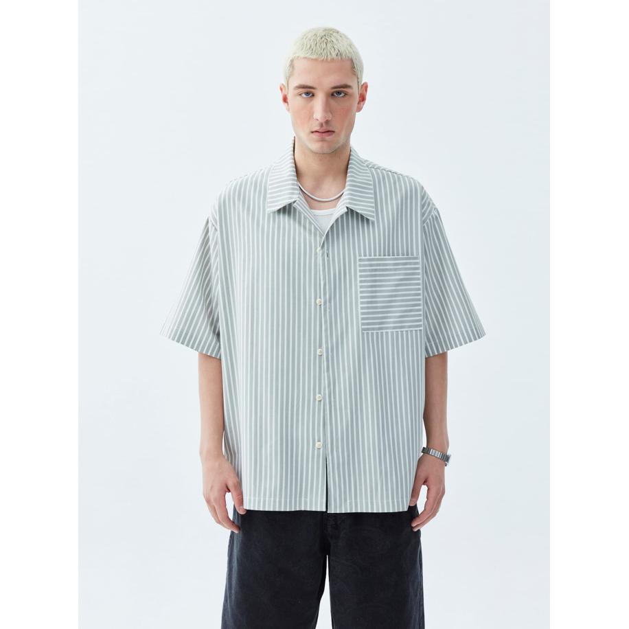 VAMOS CLO Overhemd kaki / wit Groen