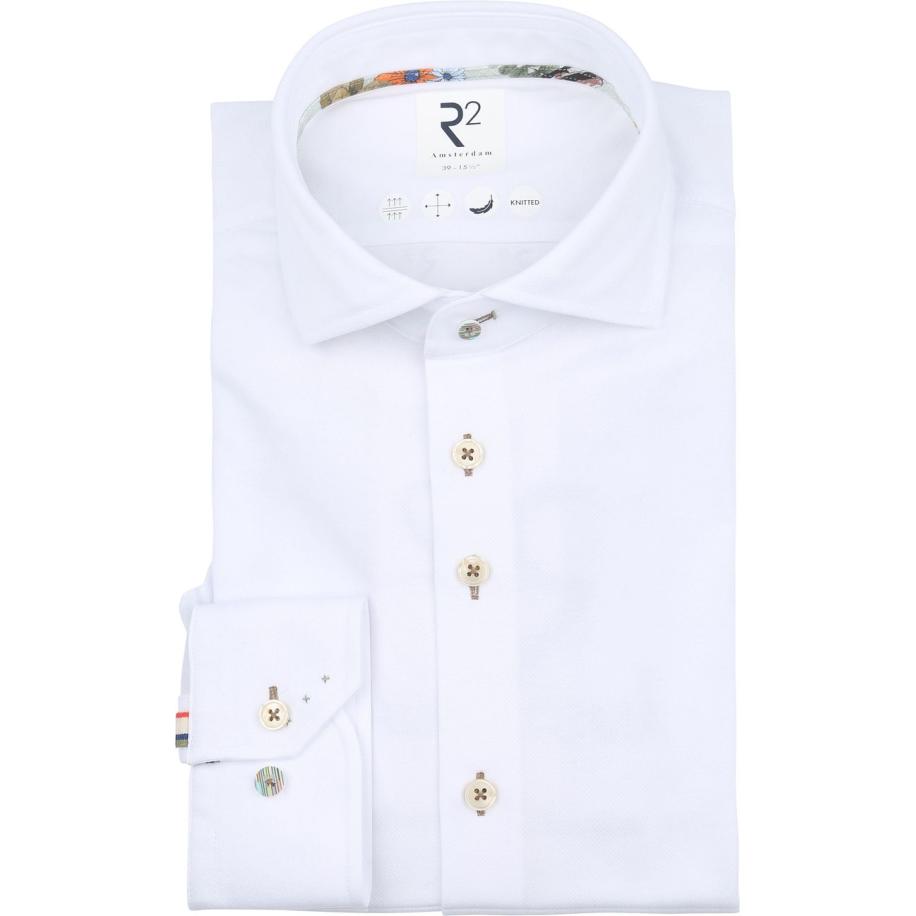 R2 Shirt Japanese Knitted Contrast White Wit