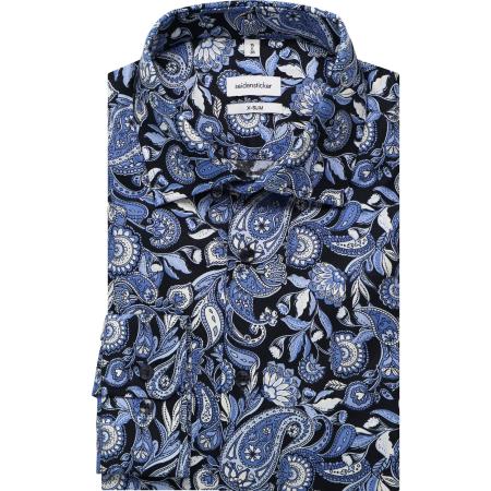Seidensticker Overhemd blauw, Bedrukt