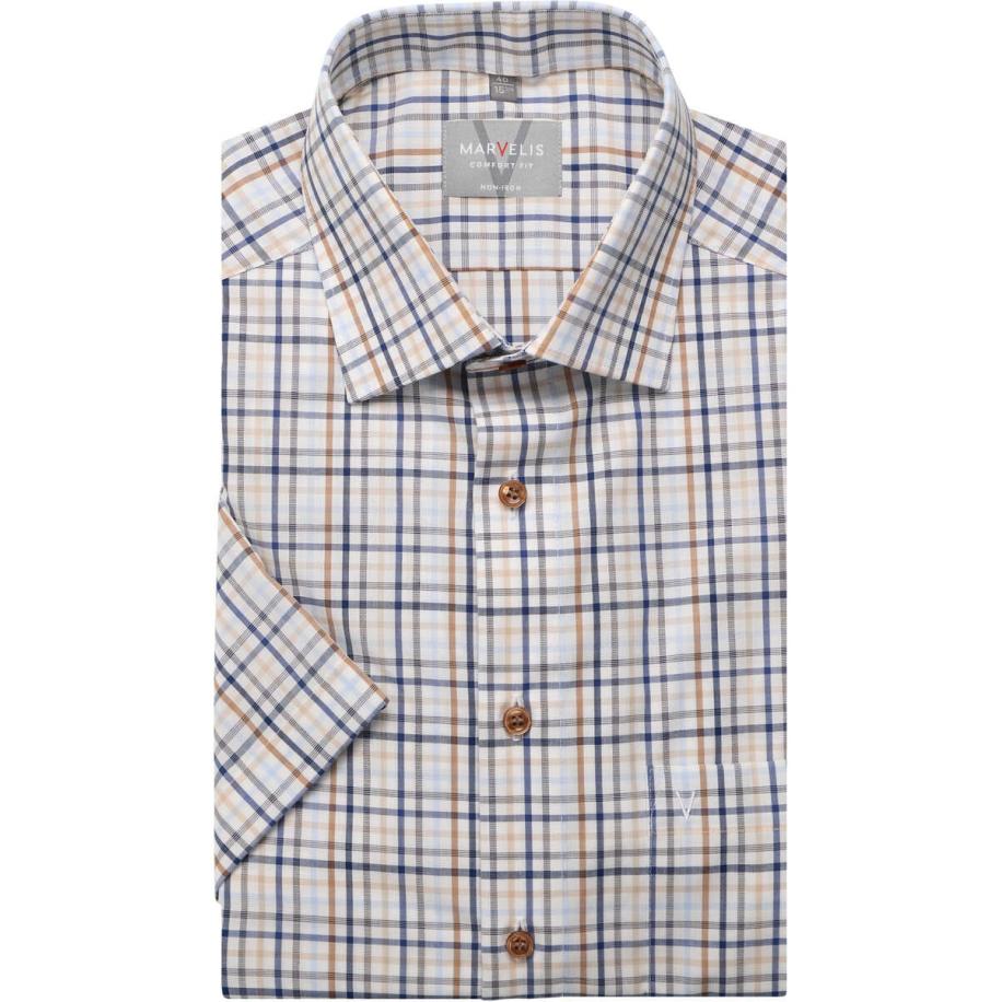 Marvelis Overhemd Korte mouw beige Bruin