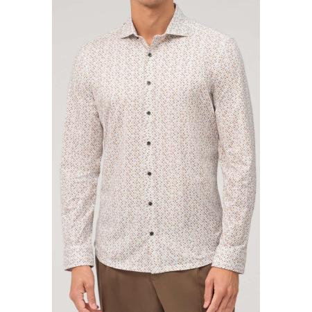 OLYMP No. Six 24/Seven Jersey shirt bruin, Bedrukt