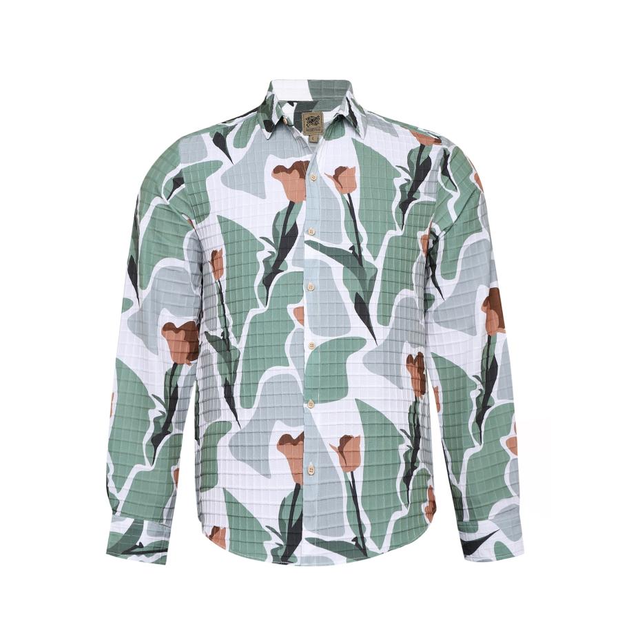 Campus Sutra Campus Sutra Overhemd Lilliana lichtgrijs / lichtgroen / offwhite -