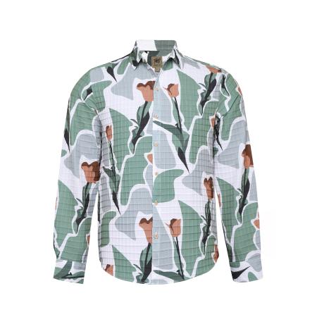 Campus Sutra Overhemd Lilliana lichtgrijs / lichtgroen / offwhite