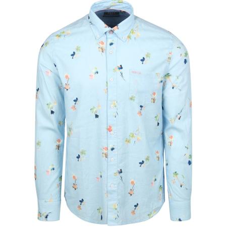 NZA Shirt Kane Linnen Blend Lichtblauw