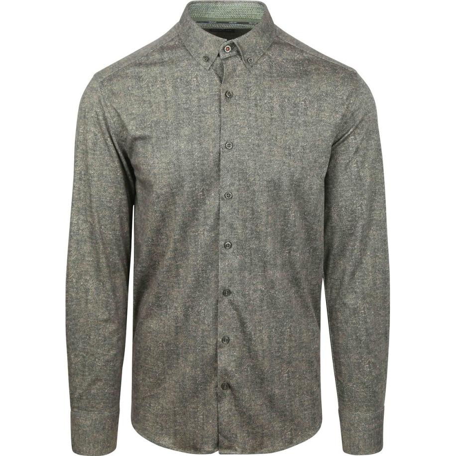 State Of Art Overhemd Jersey Herringbone Groen Groen